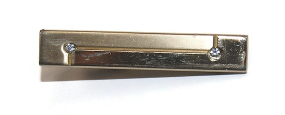 Vintage Hickok Gold Tone and Rhinestones Tie Clip. Hi… - Gem display picture 1
