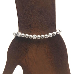 Sterling Beaded Bracelet, Vintage Sterling Silver Beaded Elastic Bracelet. Size 7, Hallmarked 925 Italy Milor. Lightweight, Gift for Her.