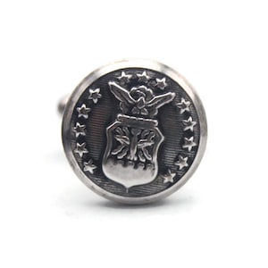 Exceptional Vintage Silver Tone Military Insignia Eagle Cuff Links. Patriotic Cuff Links, Gift for Him, Military Theme Accessory.