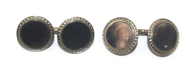 Antique Krementz Gold Plated and Abalone Double Sided Round Cuff Links. Krementz Hallmark. image 4