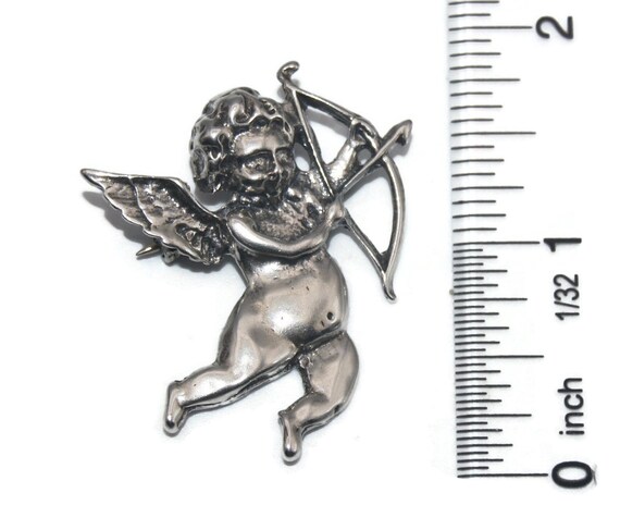 Vintage Sterling Silver Cupid with Bow and Arrow … - image 3