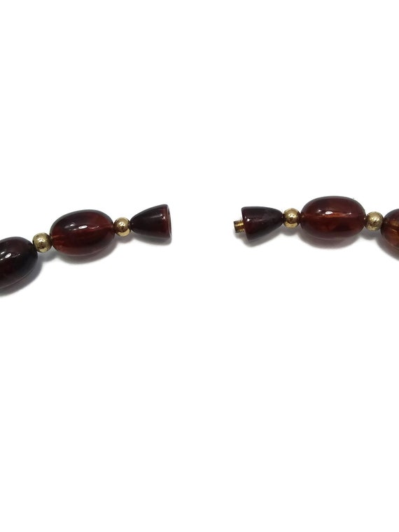 Vintage Lucite Faux Rootbeer Amber Beads with Gol… - image 4