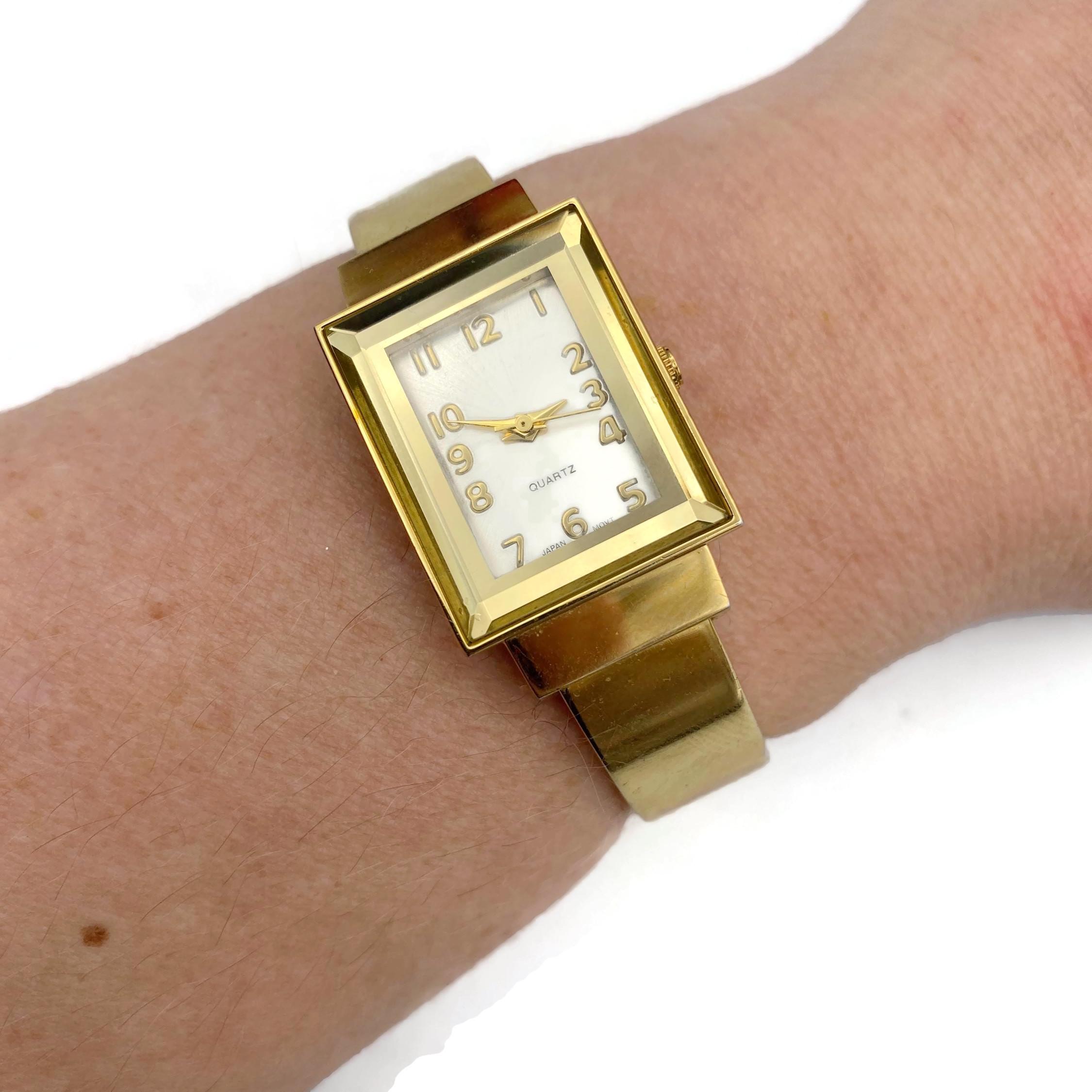 Women\'s Tan Yellow Analog Quartz Elegant Cable Cuff Arabic Number Bracelet Watch Women main image 2