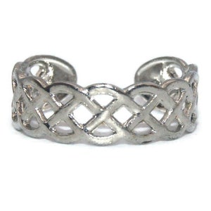 Vintage Silver Tone Open Cuff Size 4 Toe or Midi Ring.