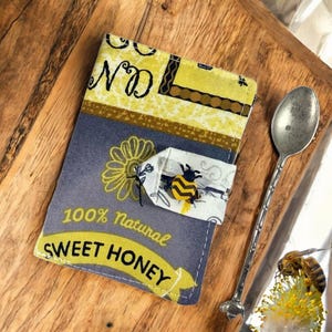 Tea Bag Holder Wallet Fabric with BEES & HIVES | Tea Bag Organizer | Fabric Tea Bag Holder | Tea Wallet | Tea Bag Wallet | Tea Lovers Gift