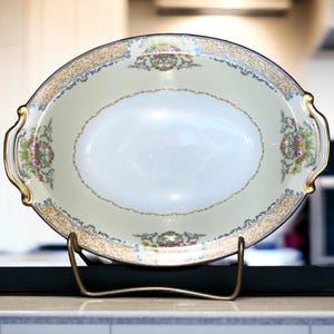 Noritake Mystery #56 Oval 10.5” Vegetable Bowl via Japan Roses Flowers & Gold Rim Vintage Bone China Gold Edges Ready for your Holiday Table