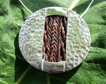 The Disk, Horsehair Pendant in Sterling Silver