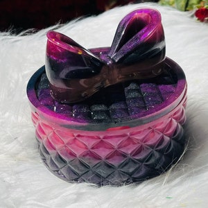 Coquette Box, Handmade Round Jewelry Box with Bow Lid, Elegant Vanity Storage, Jewelry and Accessories, Charming Gift for Kids, Gift for Mom
