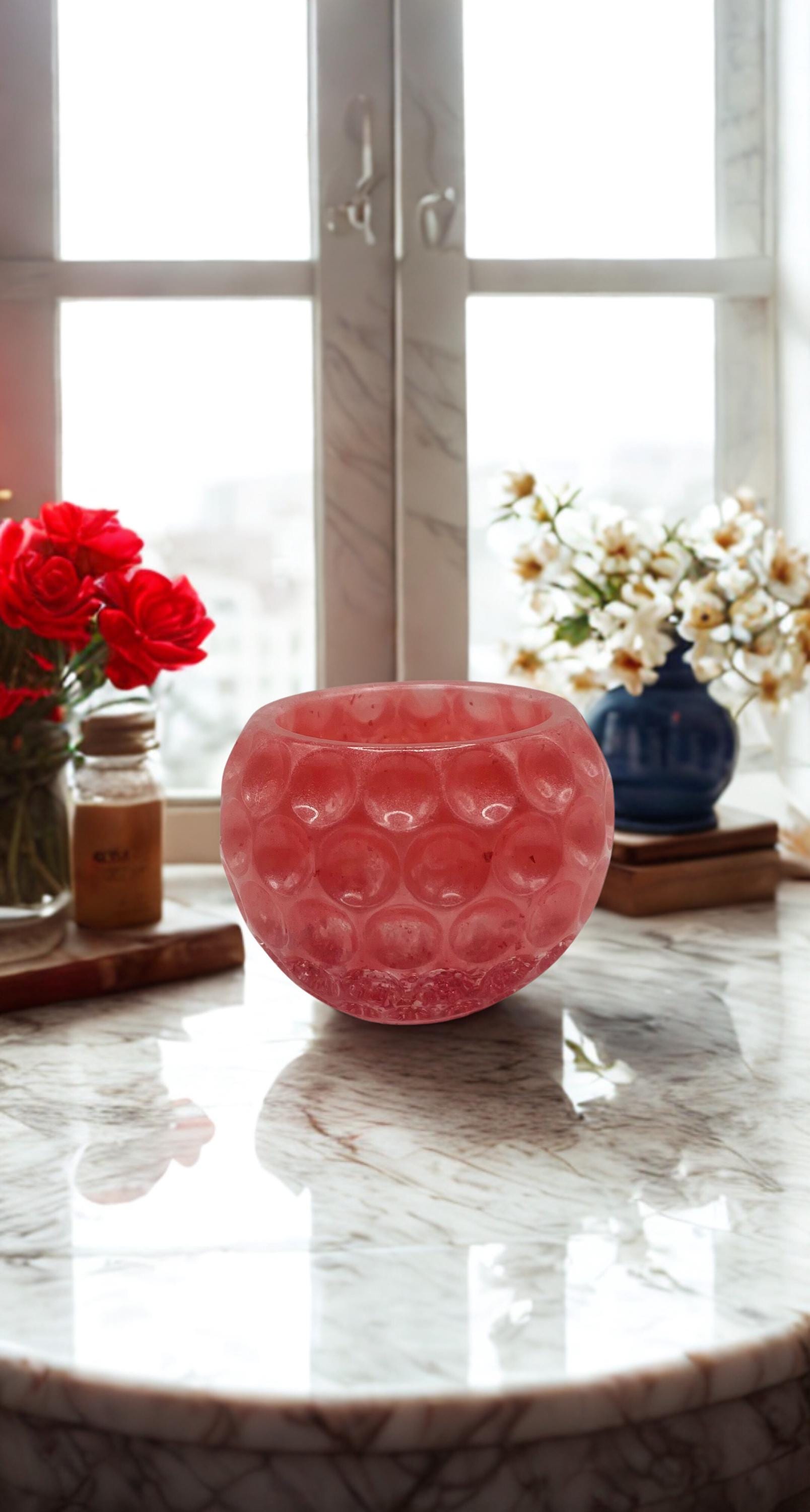 Handmade Resin Sun-Catcher Tealight & Votive Candle Holder – Diamond or Bubble Texture-Gift for her, Sun Room Decor