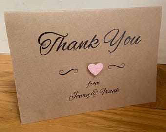 Tarjetas de agradecimiento y sobres a juego. Tarjetas de agradecimiento para fiestas, bodas y aniversarios personalizadas con tu apellido o nombre. Set de boda "Kate".
