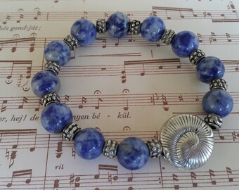 Sodaliet Stretch armband, sodaliet edelsteen armband, gerolde armband, edelsteen kralen armband, blauwe sodaliet armband, blauw