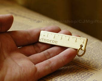 mini brass ruler, solid brass ruler, mini ruler, 2inches ruler, brass tag,  key chain ruler, edc ruler, bronze ruler, copper ruler