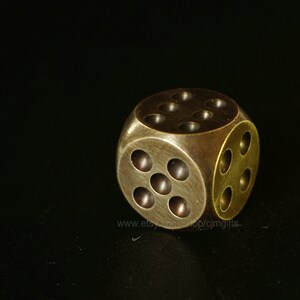 Old West Style Solid Brass Dice Set - Antique Finish With Rounded Corners (Pair)