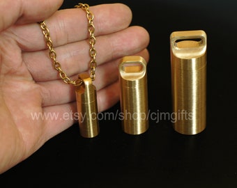 mini brass pill bottle, brass container, solid stainless steel pill case, titanium pill holder, brass case, stainless steel pill case