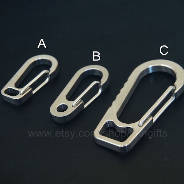 solid titanium snap clasp, solid titanium carabiner, titanium keychain hook, titanium keychain clasp, titanium quick release clasp