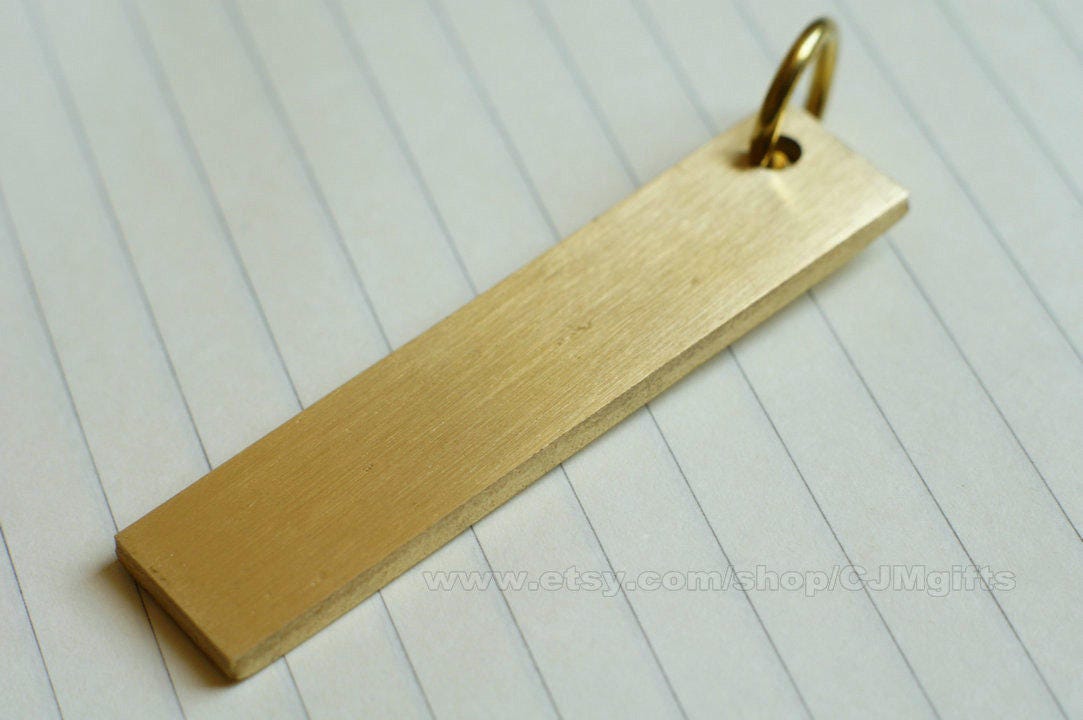 Vintage EDC Solid Brass bookmarks Ruler pendant Pocket Mini keyring attacheme Dl 