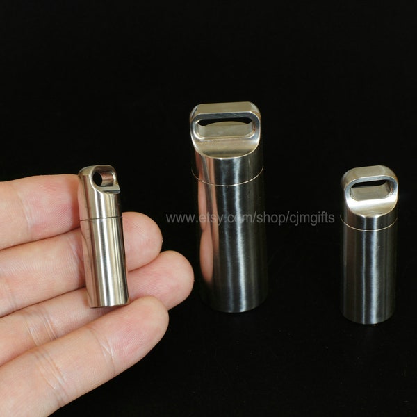 solid titanium pill bottle, solid titanium bottle, solid titanium box, titanium keychain capsule, titanium container, titanium case