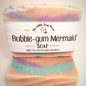 Bubble-gum Mermaid Moisturising natural soap / homemade bubblegum soap / kids soap / fun soap