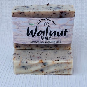 Walnut Infused Exfoliating Soap Bar / Homemade Organic Walnut Soap