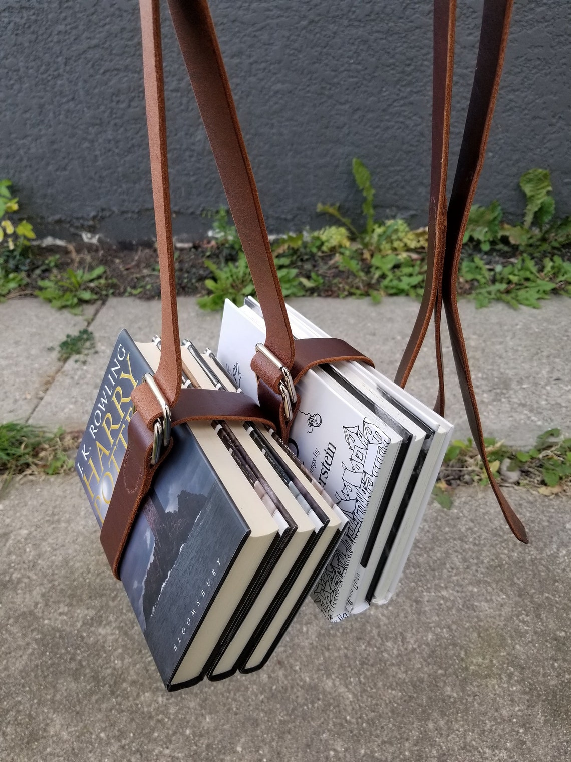 Book Strap Carrier Leather Book Belt Nickel Hardware Loop Etsy