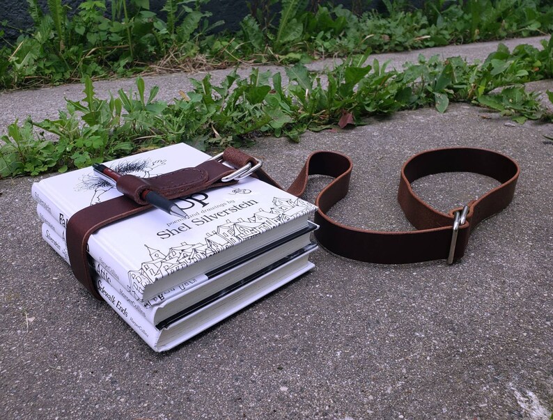 Book Strap Carrier Leather Book Belt w/ Pen Loop & Etsy