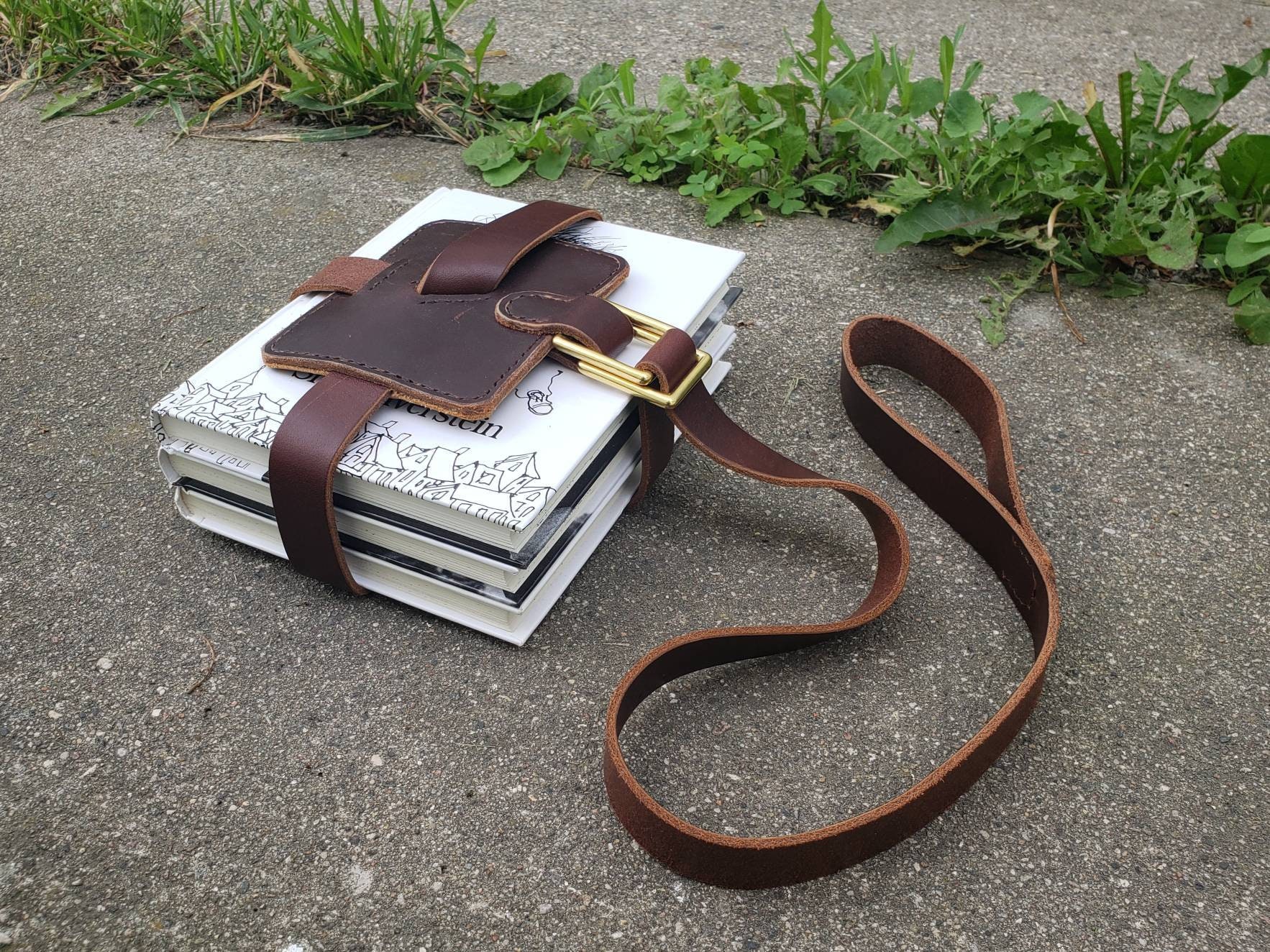 Book Strap Carrier Fixed Carry Loop Brass Hardware Etsy