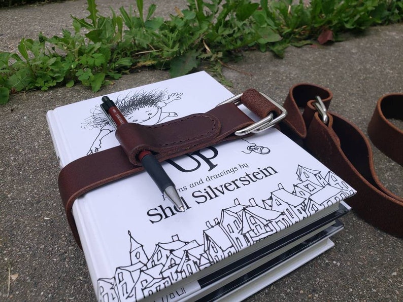 Book Strap Carrier Leather Book Belt w/ Pen Loop & Etsy