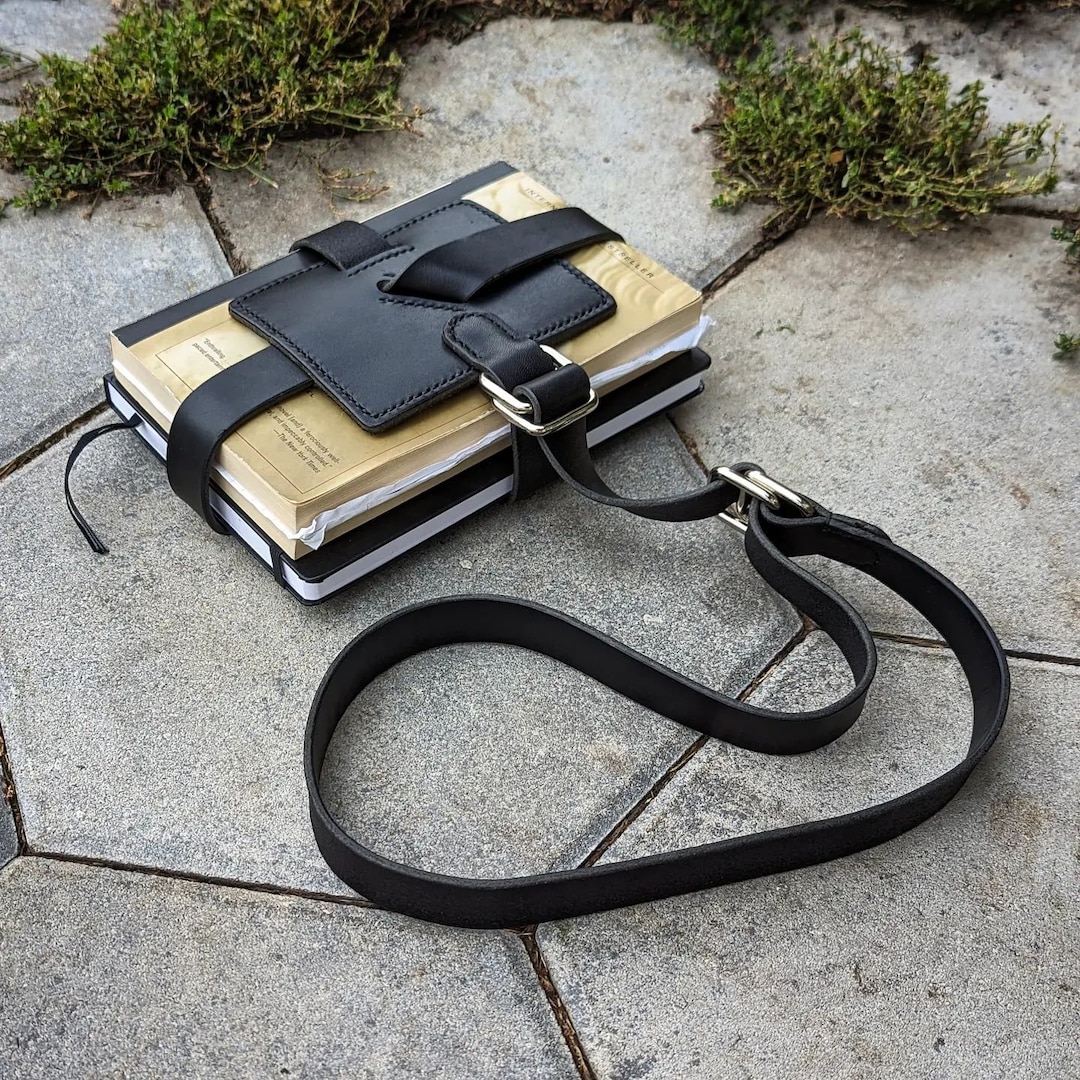 Book Sleve Leather Book Belt With Nickel Hardware Book