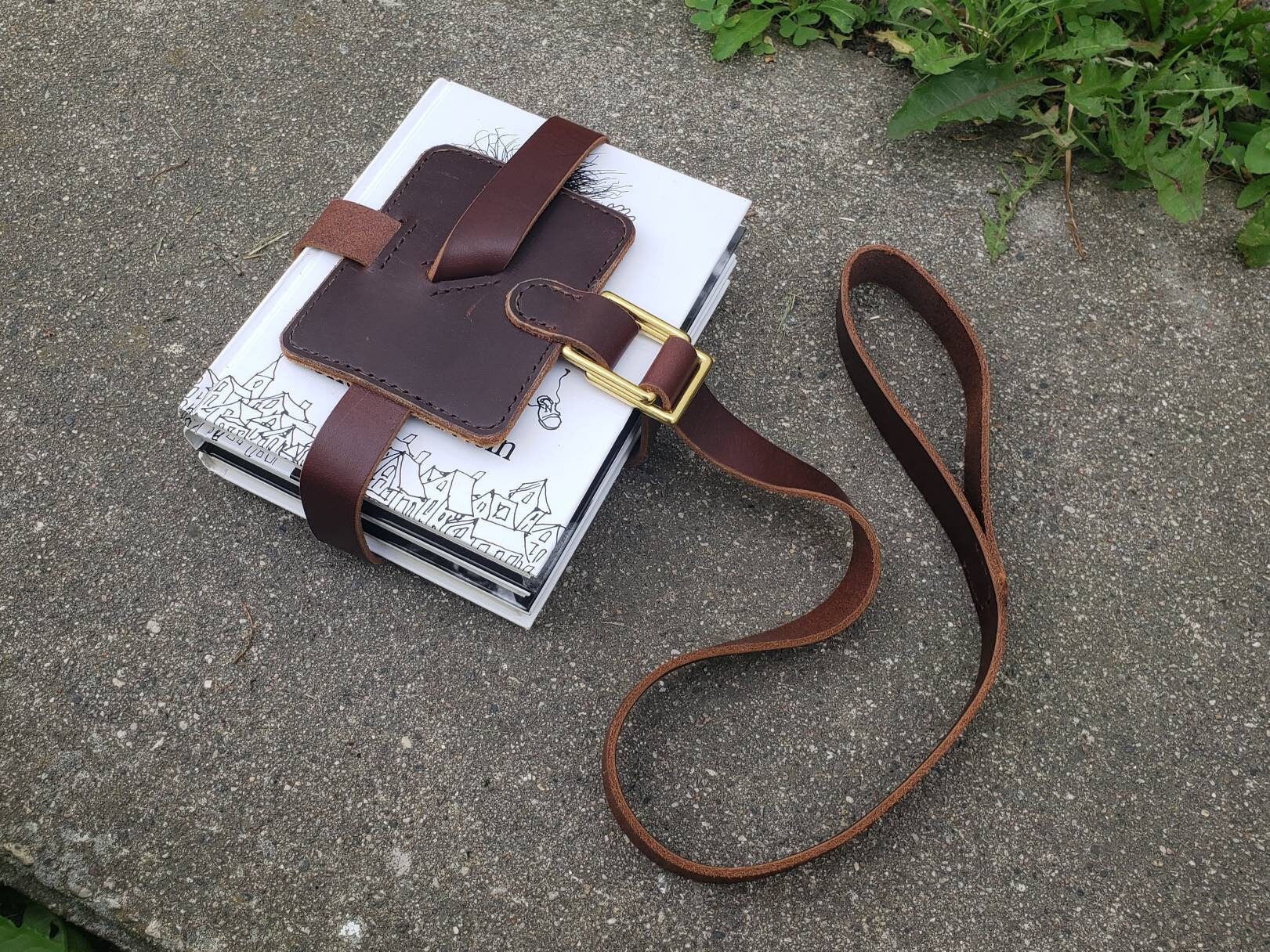 Book Strap Carrier Fixed Carry Loop Brass Hardware Etsy