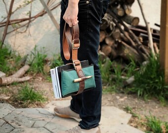 Leather Book Strap Belt Carrier: The Woolf Journaling in Berry Brown