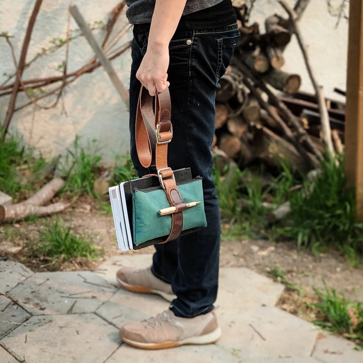 Leather Book Strap Belt Carrier: the Woolf Journaling in Berry