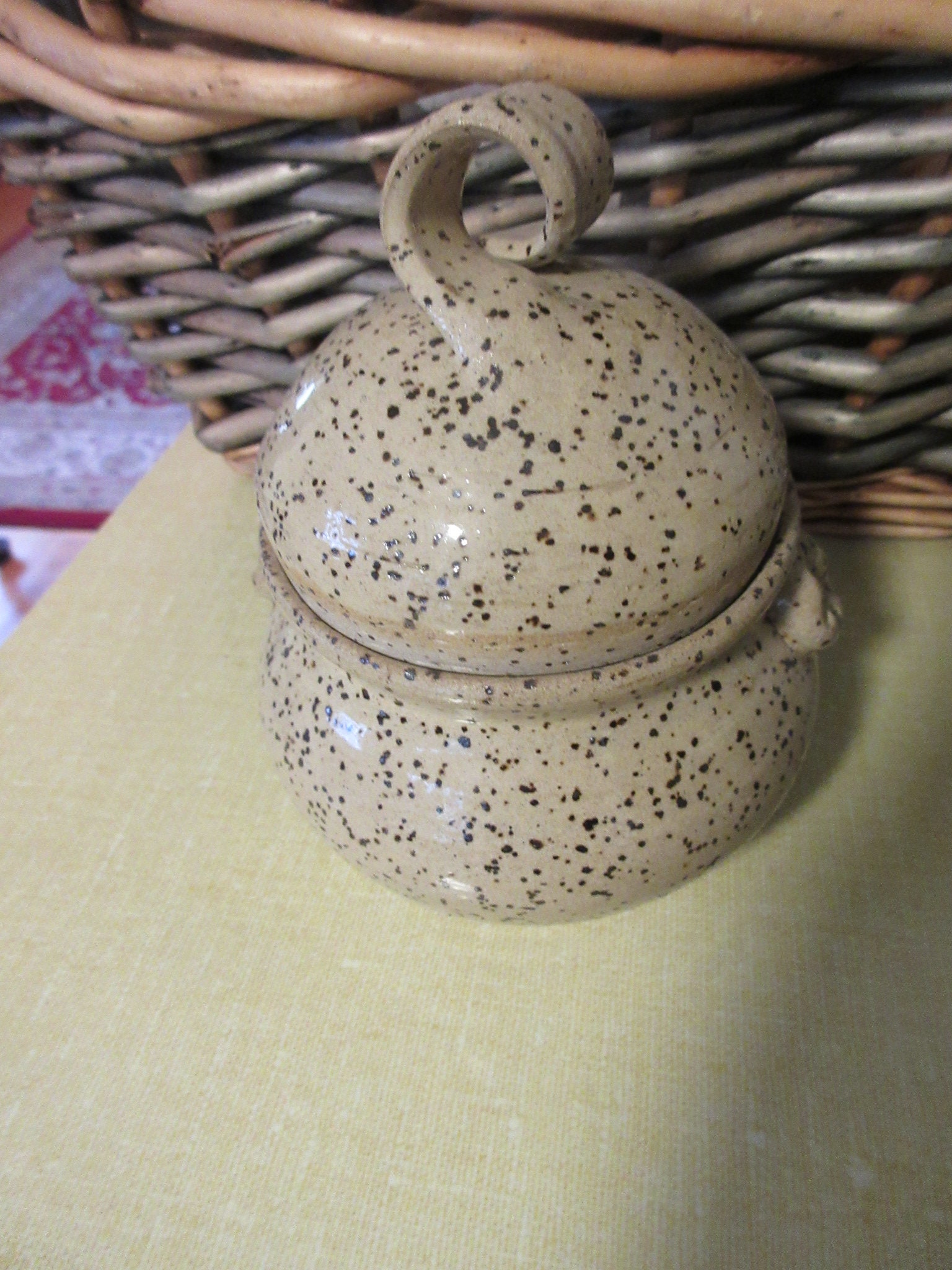 Vintage 1980s Waterloo Pottery Spatterware Covered Bowl Etsy