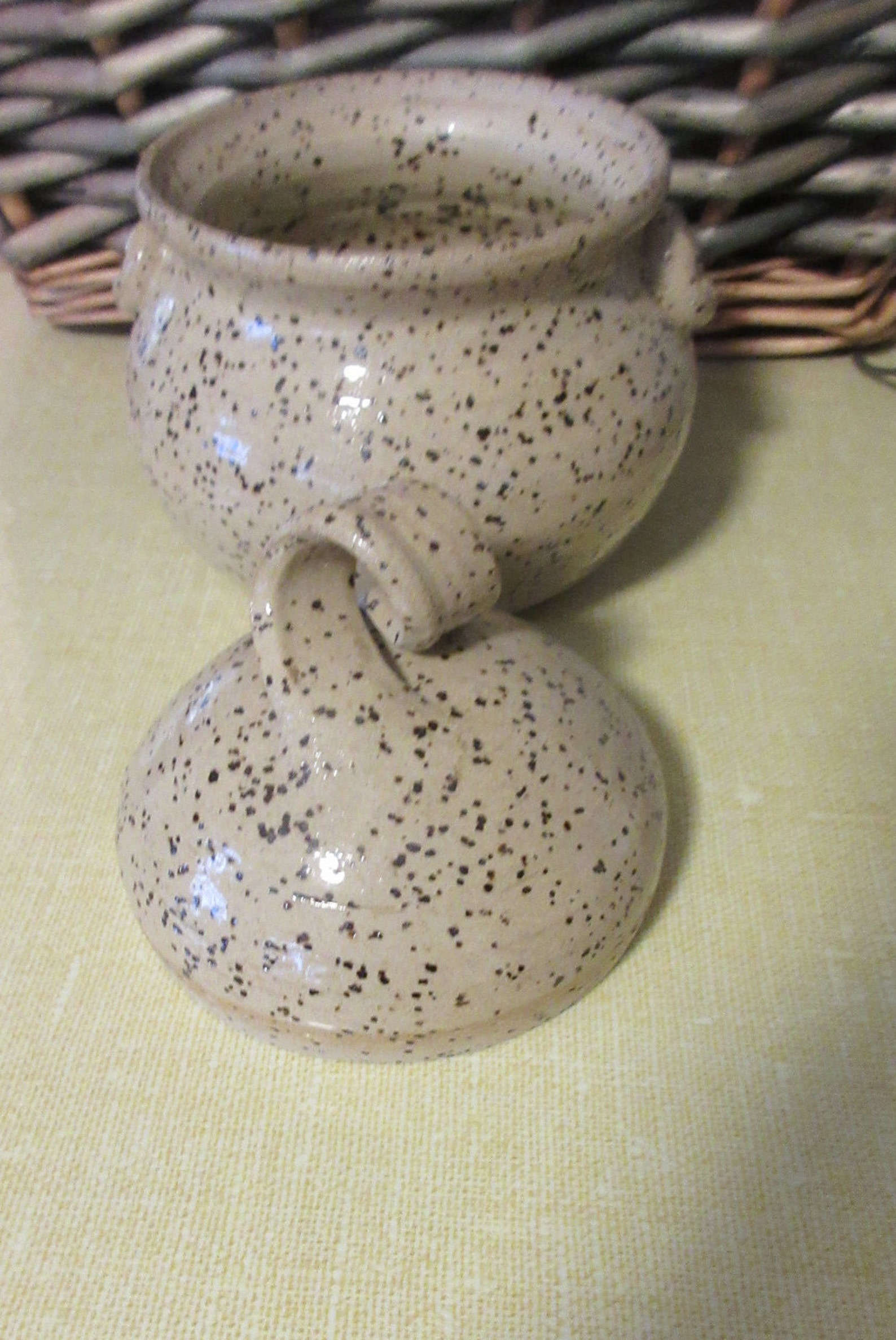 Vintage 1980s Waterloo Pottery Spatterware Covered Bowl Etsy