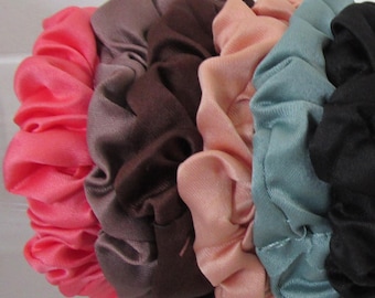 Set of 10 Thin Silk Satin Scrunchies
