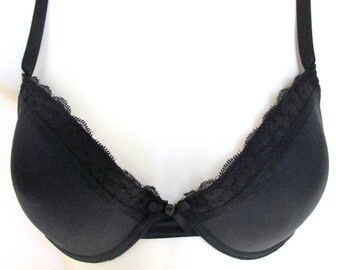 38D Lace Trim Secret Possessions Black Wired Padded Bra 38D