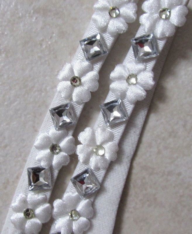 White Rose Flower Appliqe Jewel Detachable Bra Strap Etsy