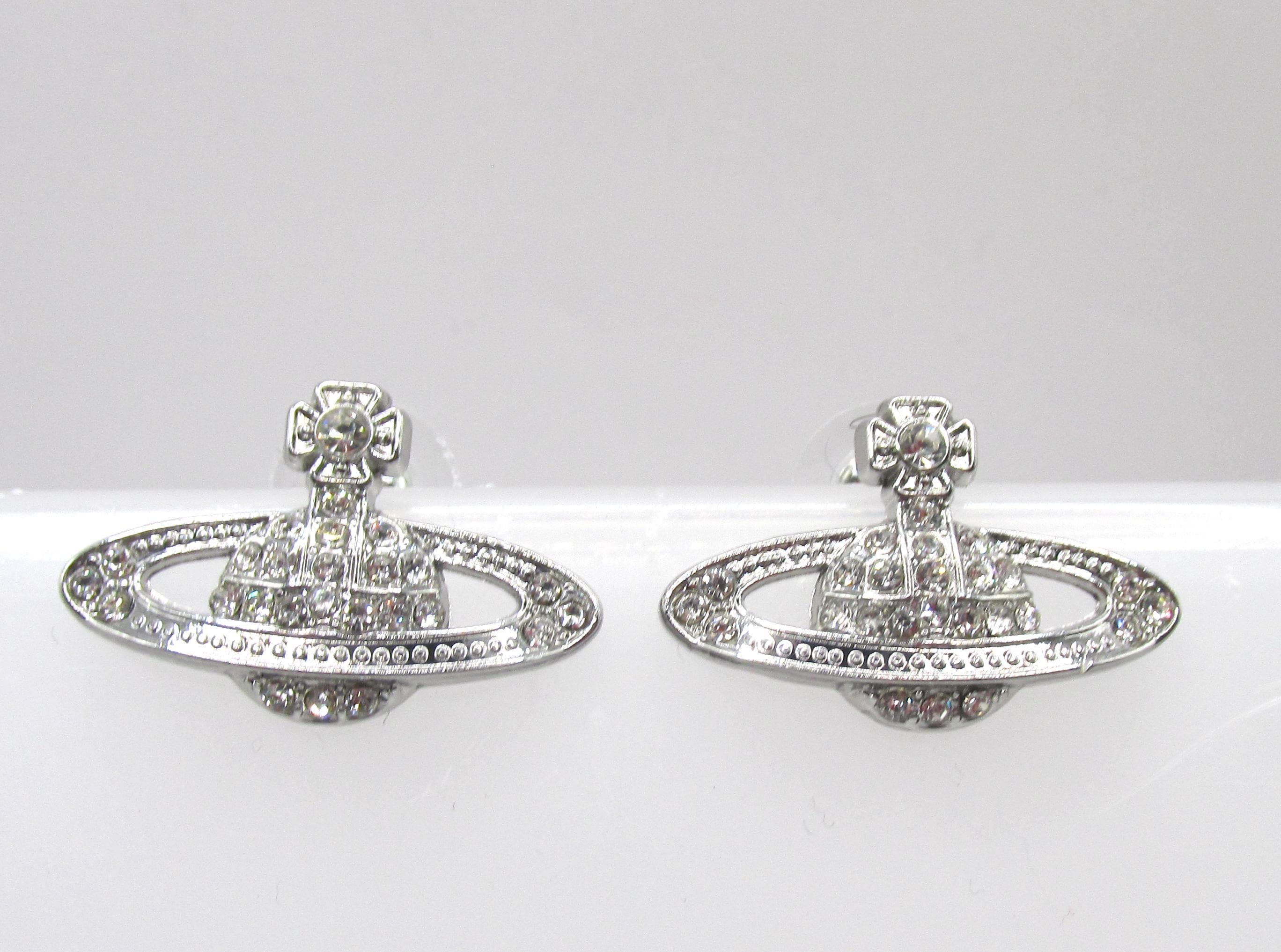 Vivienne Westwood Earrings Drop Ribbon Orb Silver/Pink IN