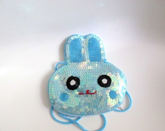 Baby Blue Girls Sequin Bunny Rabbit Mini  Messenger Phone shoulder bag