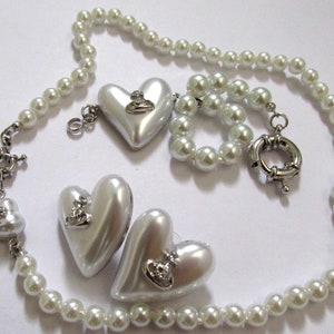 Love Heart Planet Orb Globe Jewellery. Earrings, Necklace, Bracelet.