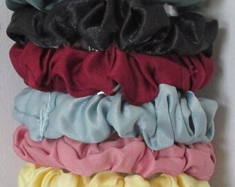 Pack of 10 Thin Silk Satin Scrunchies
