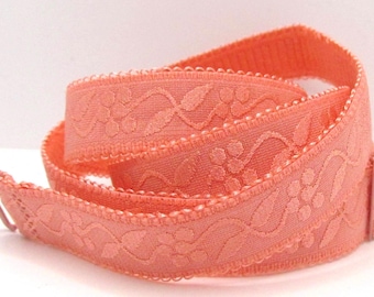 Jacquard Pattern Orange Shoulder Bra Straps. Stretchy Adjustable & Removable.