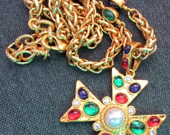 Vintage Carven Paris Colorful Jewel Choker Necklace With Red Blue
