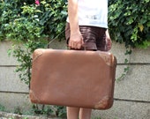 Vintage Medium Size Suitcase Old Luggage Suitcase Cardboard Train Case 1960s Suitcase