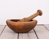 Antique Wooden Pestle and Mortar, 1930s Herb Grinder, Spices Mixing, Primitive Mortar Pestle, Spice Mortar and Pestle, Primitive Tools