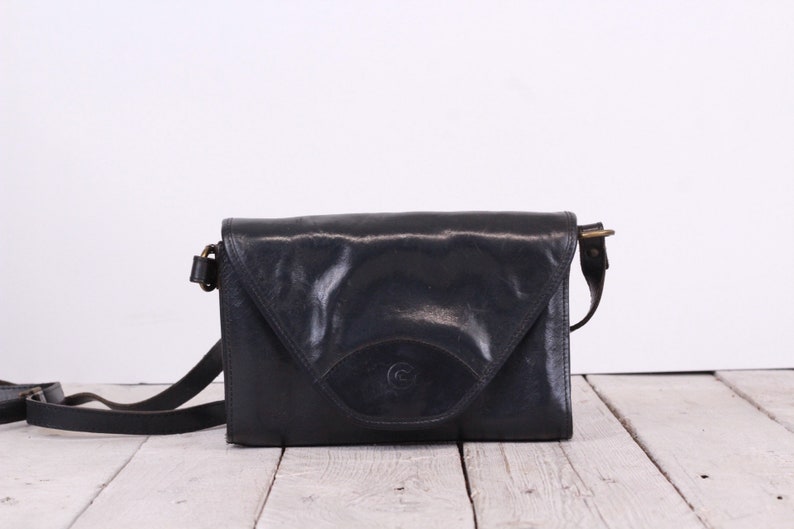 Creation Gabrielle Bag, Dark Blue Leather Purse, Shoulder or Crossbody Bag, Minimalist Purse, Envelope Clutch, Soft Leather image 1