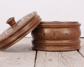 Vintage Round Wooden Box with Lid