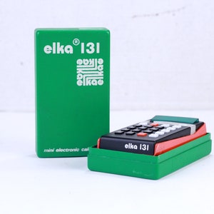 Calculadora vintage Elka 131, Calculadora portátil, Calculadora de bolsillo, Calculadora con pantalla VFD, Accesorios de escritorio de los años 70, Herramientas de conteo de los años 70