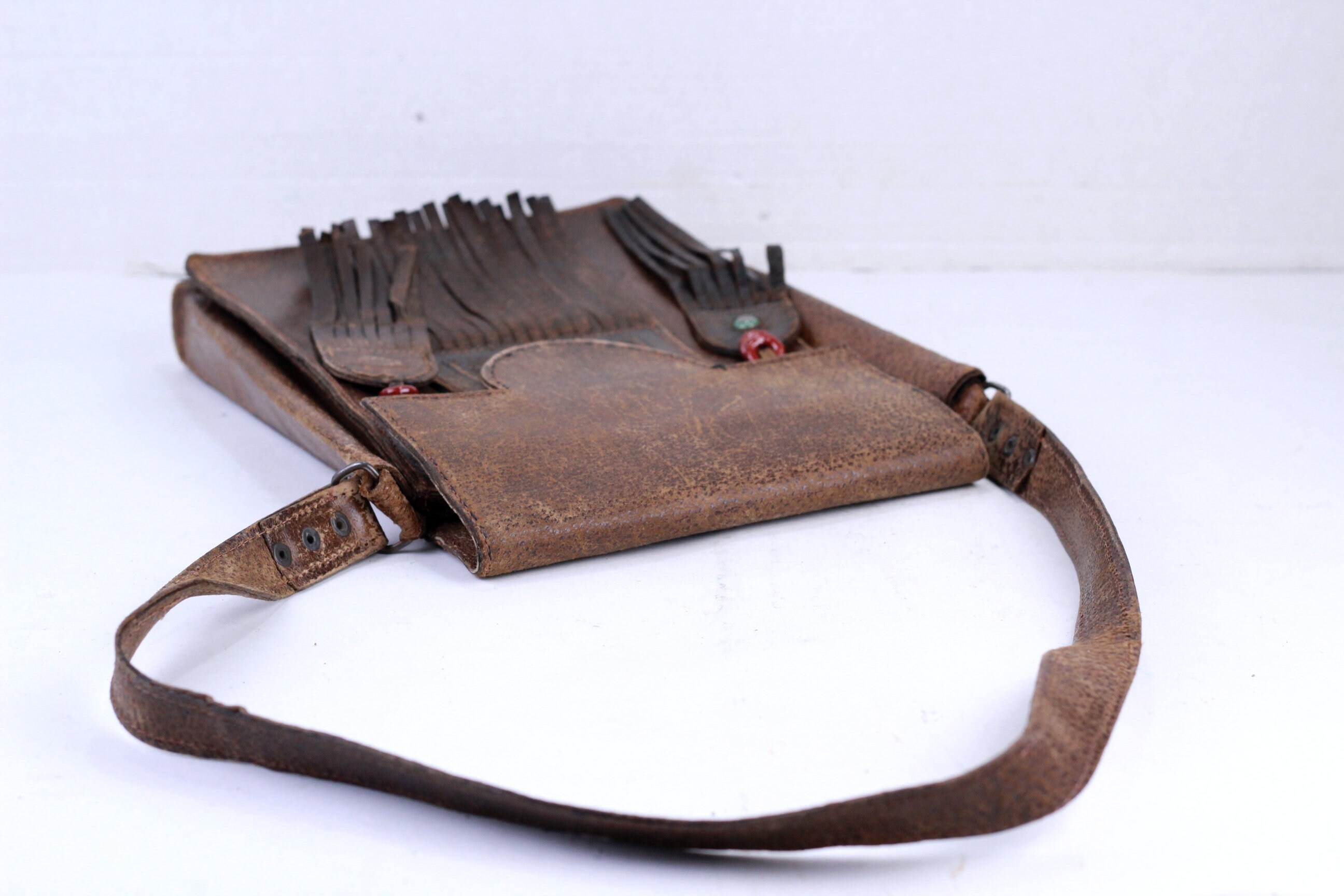 Sac à Main Vintage Années 60 - Bandoulière En Cuir Marron - Style Rétro - Occasion