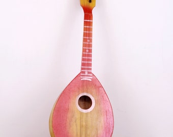 Vintage Guitar Toy Small Guitar Wooden Body Wood Musical Instrument Children's Guitar Old 4 Strings Guitar