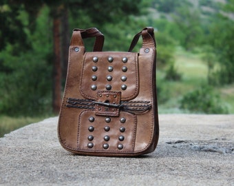 Vintage Shoulder Bag, Brown Leather Purse, Genuine Leather